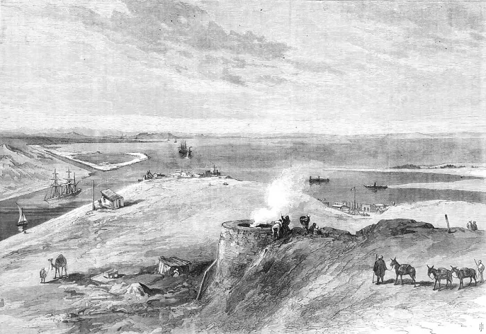 Framed Print : The Isthmus of Suez Maritime Canal: Lake Timsah, 1869. Creator: Unknown Framed Print : The Isthmus of Suez Maritime Canal: Lake Timsah, 1869. Creator: Unknown