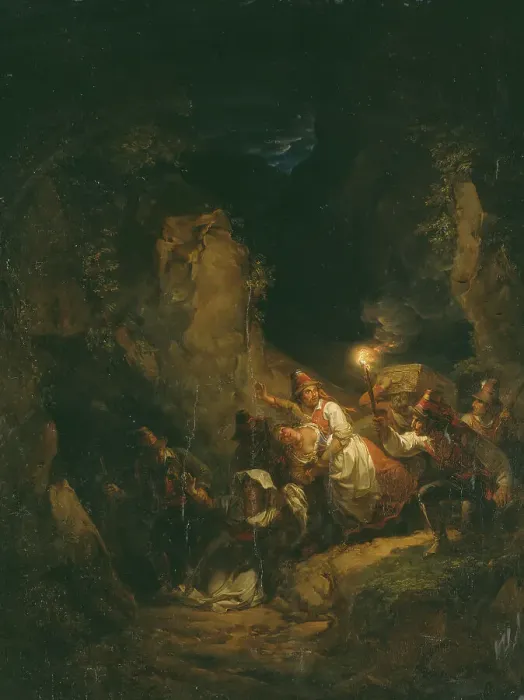 Framed Print : Italian Bandits Abducting Some Women, 1823. Creator: Alexander Lauréus Framed Print : Italian Bandits Abducting Some Women, 1823. Creator: Alexander Lauréus