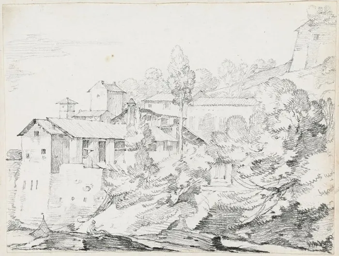 Framed Print : Italian Buildings on a Hillside, 1744 / 1750. Creator: Joseph-Marie Vien the Elder Framed Print : Italian Buildings on a Hillside, 1744 / 1750. Creator: Joseph-Marie Vien the Elder