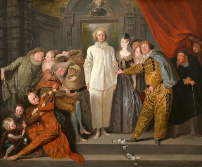 Framed Print : The Italian Comedians, ca 1720. Artist: Watteau, Jean Antoine (1684-1721) Framed Print : The Italian Comedians, ca 1720. Artist: Watteau, Jean Antoine (1684-1721)