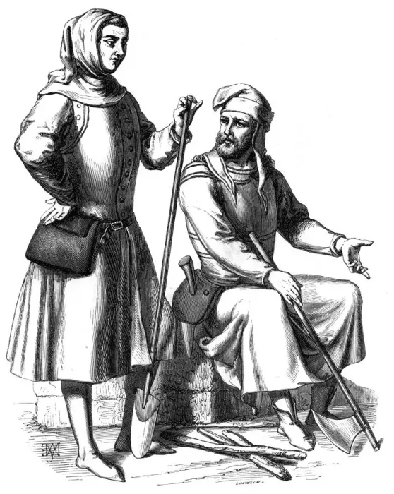 Framed Print : Italian gardener and woodcutter, 15th century (1849) Framed Print : Italian gardener and woodcutter, 15th century (1849)