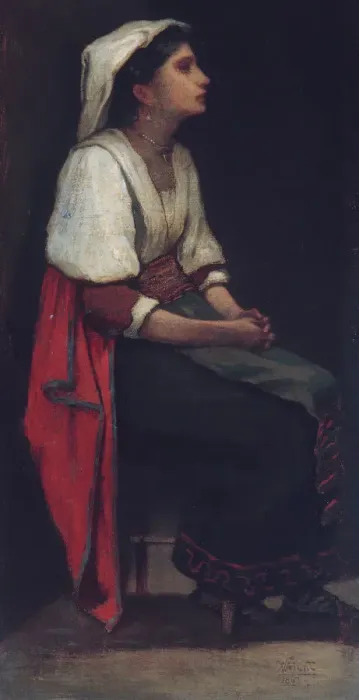 Framed Print : Italian Girl, 1867. Creator: William Morris Hunt Framed Print : Italian Girl, 1867. Creator: William Morris Hunt
