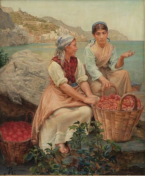 Italian Girls with Tomatoes in Baskets; Fruit Bearers from Amalfi, 1878-79, 1878-1879. Creator: Kristian Zahrtmann