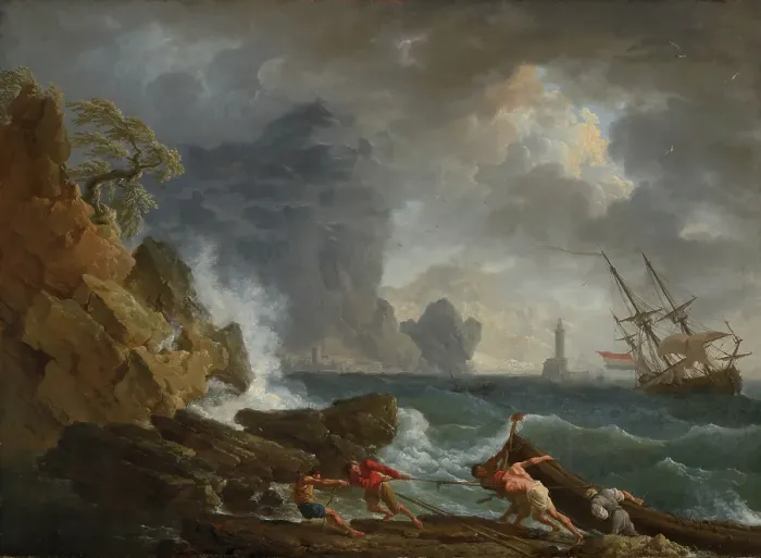 Framed Print : An Italian Harbour in Stormy Weather. Creator: Claude-Joseph Vernet Framed Print : An Italian Harbour in Stormy Weather. Creator: Claude-Joseph Vernet