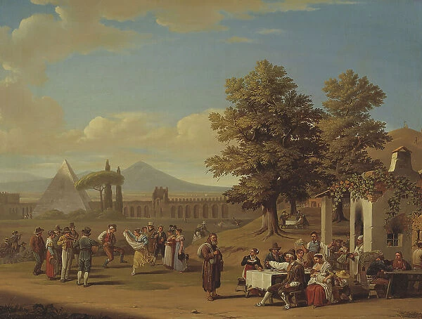 Italian Harvest Festival at Monte Testaccio near Rome, 1825. Creator: Carl Gustaf Hjalmar Mörner