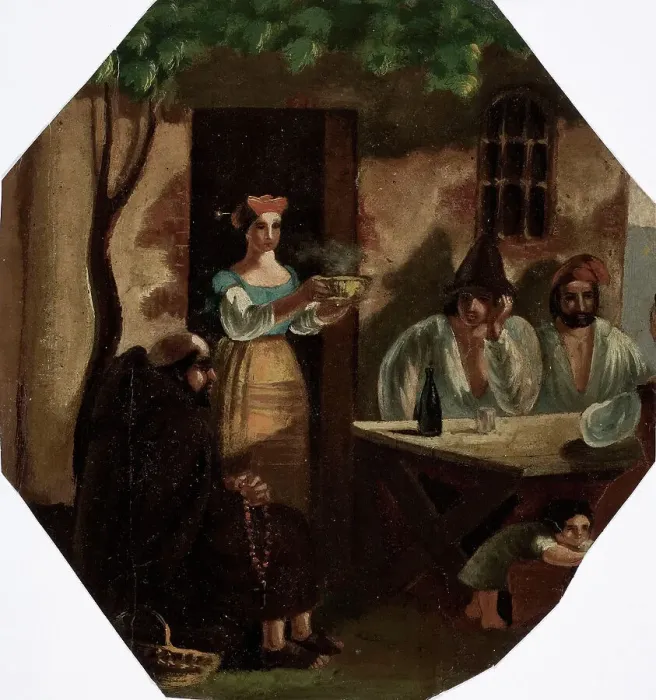 Framed Print : Italian inn, 1844-1846. Creator: Karl Anders Ekman Framed Print : Italian inn, 1844-1846. Creator: Karl Anders Ekman