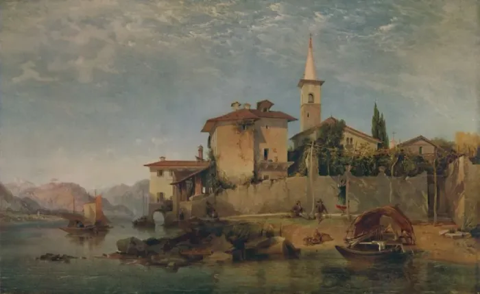 Framed Print : Italian Lake Scene, 1853, (1935). Artist: George Edwards Hering Framed Print : Italian Lake Scene, 1853, (1935). Artist: George Edwards Hering