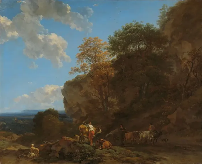 Framed Print : Italian Landscape, 1650-1683. Creator: Nicolaes Berchem Framed Print : Italian Landscape, 1650-1683. Creator: Nicolaes Berchem