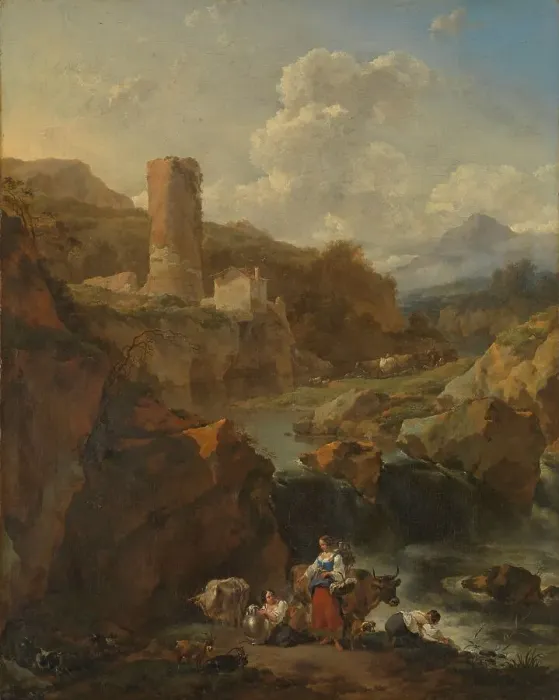 Framed Print : Italian Landscape, 1656. Creator: Nicolaes Berchem Framed Print : Italian Landscape, 1656. Creator: Nicolaes Berchem