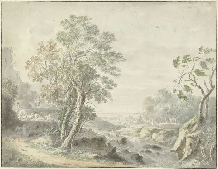 Framed Print : Italian landscape, 1700-1800. Creator: Anon Framed Print : Italian landscape, 1700-1800. Creator: Anon