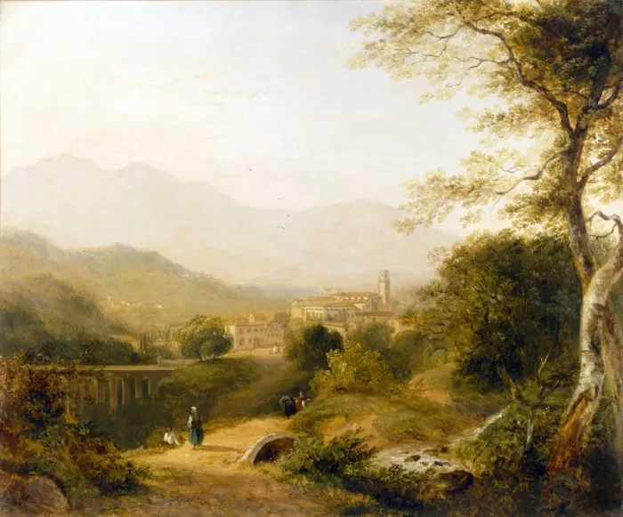 Framed Print : Italian Landscape, 1839. Creator: Joseph William Allen (1803-52) Framed Print : Italian Landscape, 1839. Creator: Joseph William Allen (1803-52)
