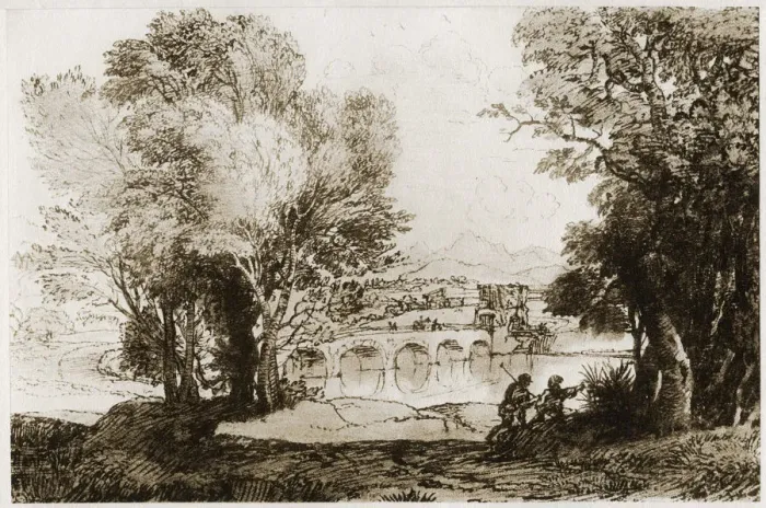 Framed Print : An Italian landscape, 1913. Artist: Claude Lorrain Framed Print : An Italian landscape, 1913. Artist: Claude Lorrain