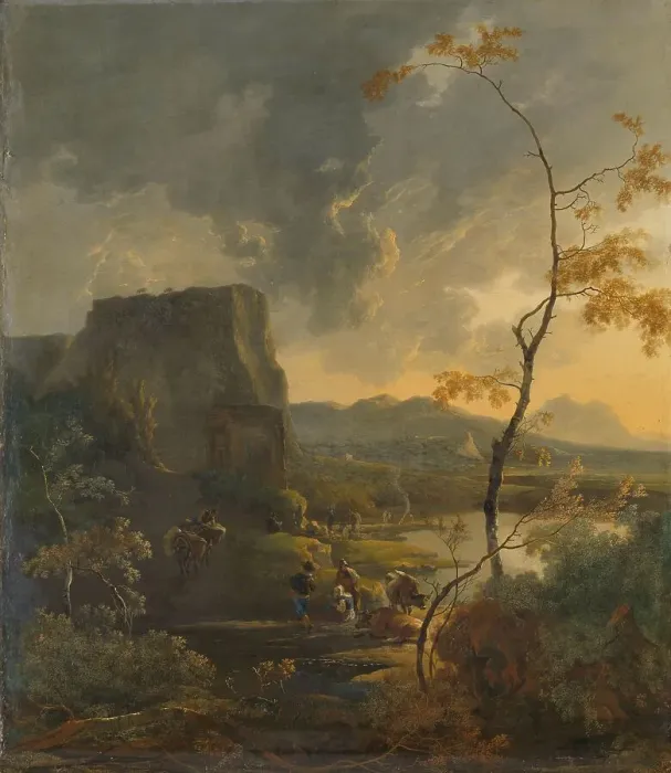 Framed Print : Italian Landscape with Ancient Tempietto, c.1649-c.1673. Creator: Adam Pynacker Framed Print : Italian Landscape with Ancient Tempietto, c.1649-c.1673. Creator: Adam Pynacker