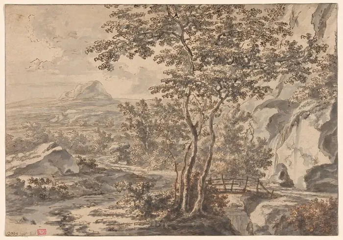 Framed Print : Italian Landscape with a Bridge, 1642 / 52. Creator: Jan Dirksz Both Framed Print : Italian Landscape with a Bridge, 1642 / 52. Creator: Jan Dirksz Both