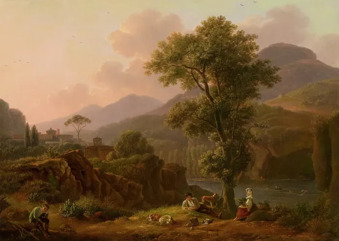 Framed Print : Italian Landscape, c1780-1810. Creator: Simon Alexandre Clement Denis Framed Print : Italian Landscape, c1780-1810. Creator: Simon Alexandre Clement Denis
