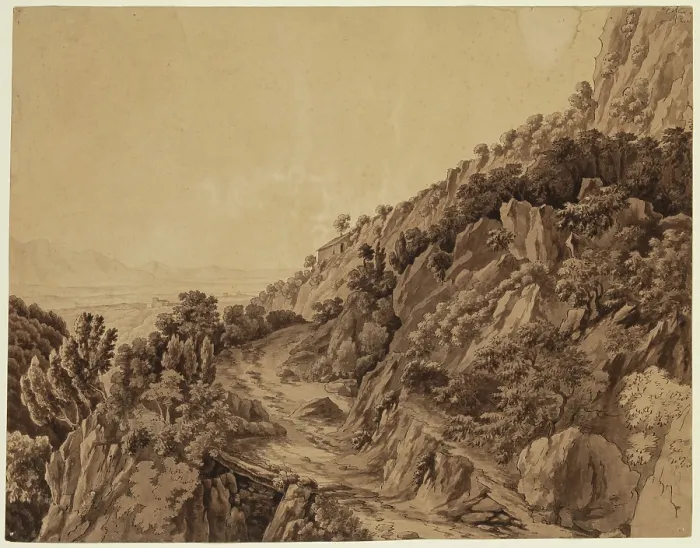 Framed Print : Italian Landscape, c1800. Creator: Anon Framed Print : Italian Landscape, c1800. Creator: Anon