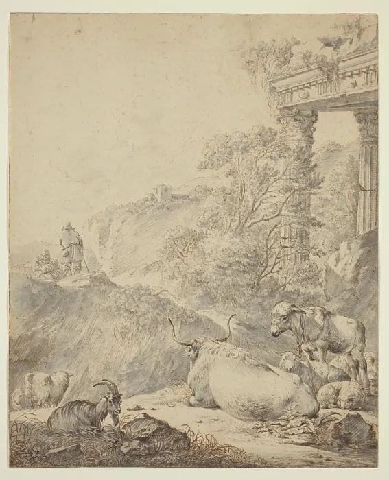 Framed Print : Italian Landscape with Cattle, between 1672 and 1675. Creator: Johann Heinrich Roos Framed Print : Italian Landscape with Cattle, between 1672 and 1675. Creator: Johann Heinrich Roos