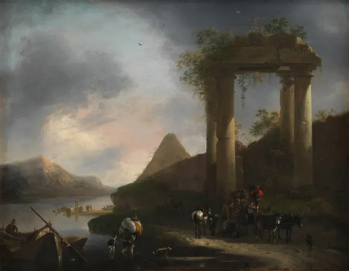 Framed Print : Italian Landscape with Classical Ruins, 1642-1678. Creator: Willem Schellinks Framed Print : Italian Landscape with Classical Ruins, 1642-1678. Creator: Willem Schellinks