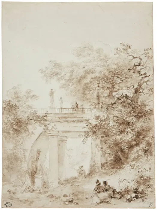 Framed Print : Italian landscape. Creator: Jean-Honore Fragonard Framed Print : Italian landscape. Creator: Jean-Honore Fragonard