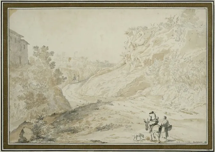 Framed Print : Italian landscape. Creator: Johannes Lingelbach Framed Print : Italian landscape. Creator: Johannes Lingelbach