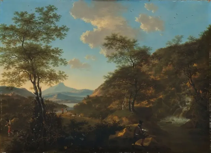 Framed Print : Italian Landscape with Draftsman, 1650-1692. Creator: Willem de Heusch Framed Print : Italian Landscape with Draftsman, 1650-1692. Creator: Willem de Heusch