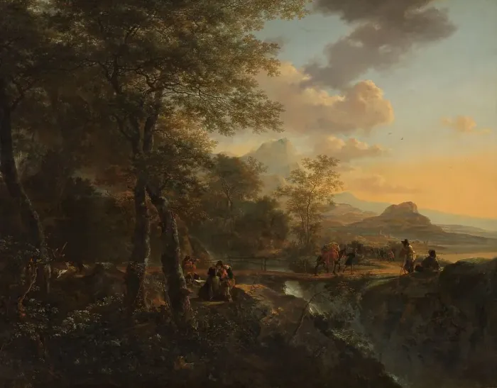 Framed Print : Italian Landscape with a Draughtsman, c.1650-1652. Creator: Jan Dirksz Both Framed Print : Italian Landscape with a Draughtsman, c.1650-1652. Creator: Jan Dirksz Both