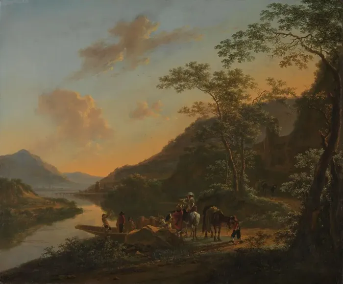 Framed Print : Italian Landscape with Ferry, c.1650-1652. Creator: Jan Dirksz Both Framed Print : Italian Landscape with Ferry, c.1650-1652. Creator: Jan Dirksz Both