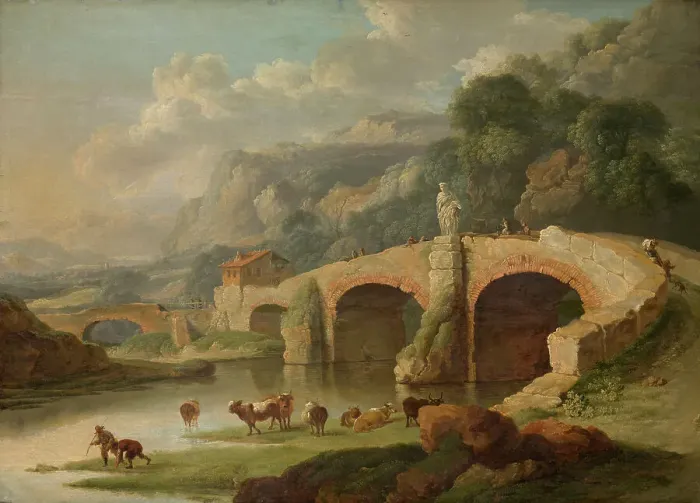 Framed Print : Italian Landscape, mid-18th century. Creator: Christian Wilhelm Ernst Dietrich Framed Print : Italian Landscape, mid-18th century. Creator: Christian Wilhelm Ernst Dietrich