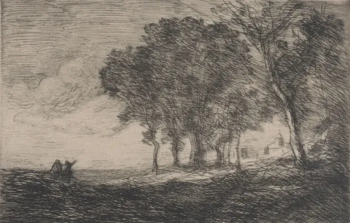 Framed Print : Italian Landscape (Paysage d Italie), ca. 1865. Creator: Jean-Baptiste-Camille Corot Framed Print : Italian Landscape (Paysage d Italie), ca. 1865. Creator: Jean-Baptiste-Camille Corot