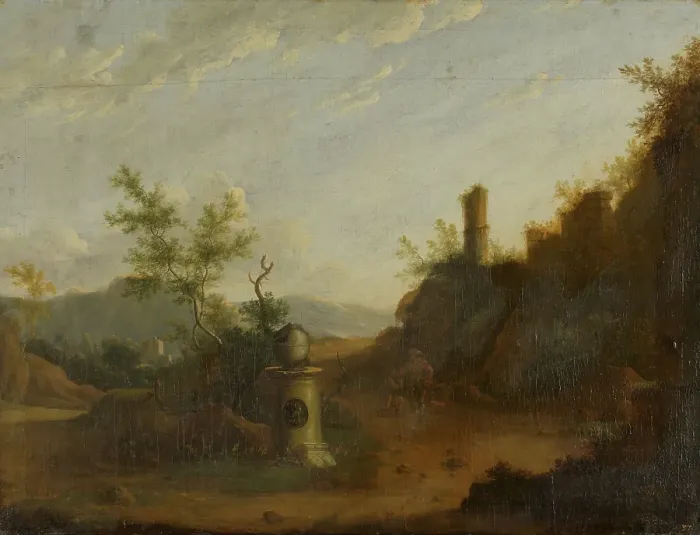 Framed Print : Italian landscape, probably first part of 18th century. Creator: Isaac de Moucheron Framed Print : Italian landscape, probably first part of 18th century. Creator: Isaac de Moucheron