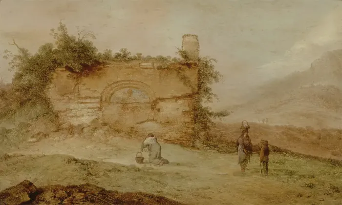 Framed Print : Italian Landscape with Ruins, c1620-1680. Creator: Jacobus Mancadan Framed Print : Italian Landscape with Ruins, c1620-1680. Creator: Jacobus Mancadan