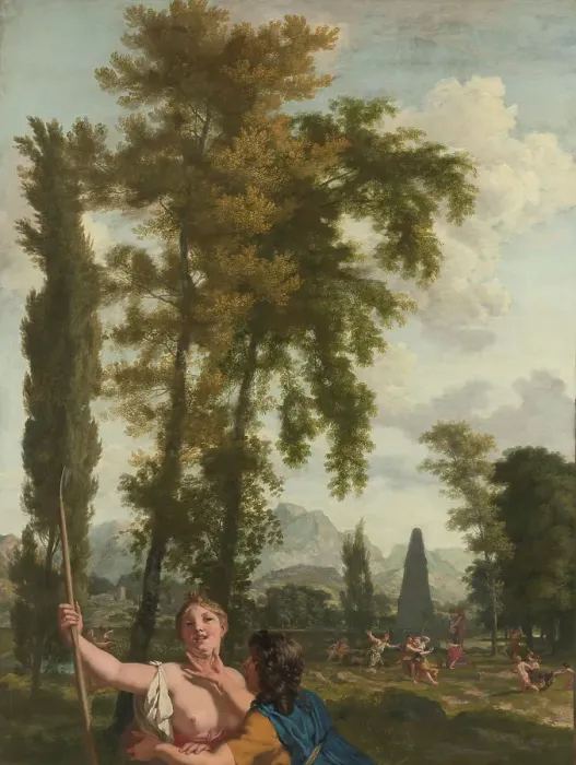 Framed Print : Italian Landscape with Shepherd and Shepherdess, c.1687. Creator: Gerard de Lairesse Framed Print : Italian Landscape with Shepherd and Shepherdess, c.1687. Creator: Gerard de Lairesse