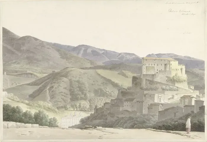 Framed Print : Italian landscape at Subiaco, 1787-1847. Creator: Josephus Augustus Knip Framed Print : Italian landscape at Subiaco, 1787-1847. Creator: Josephus Augustus Knip