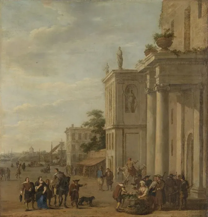 Framed Print : Italian marketplace, 1650-1689. Creator: Jacob van der Ulft Framed Print : Italian marketplace, 1650-1689. Creator: Jacob van der Ulft