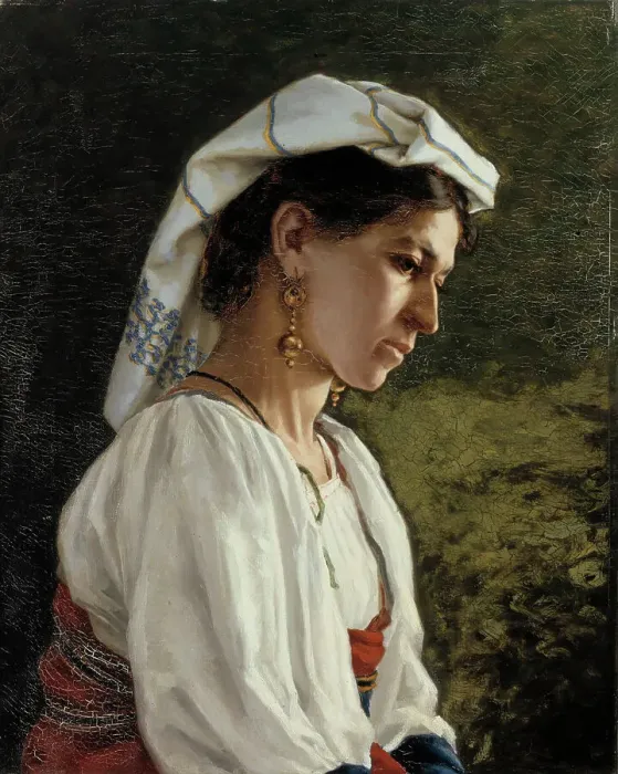 Framed Print : Italian Model, Half-Length Portrait, 1877. Creator: Hilda Eloise Granstedt Framed Print : Italian Model, Half-Length Portrait, 1877. Creator: Hilda Eloise Granstedt