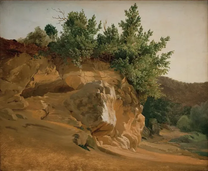 Framed Print : Italian Mountain Landscape with Overgrown Rock, probably near Olevano, 1832-1835. Creator: Ernst Christian Frederik Petzholdt Framed Print : Italian Mountain Landscape with Overgrown Rock, probably near Olevano, 1832-1835. Creator: Ernst Christian Frederik Petzholdt