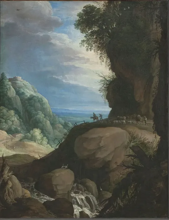 Framed Print : Italian Mountain Landscape with Shepherds;An Italianate Montainous Landscape, 1615-1631. Creators: Marten Ryckaert, Paul Brill Framed Print : Italian Mountain Landscape with Shepherds;An Italianate Montainous Landscape, 1615-1631. Creators: Marten Ryckaert, Paul Brill