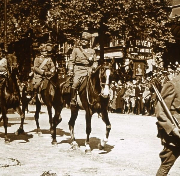 Italian officers during victory parade, 1918