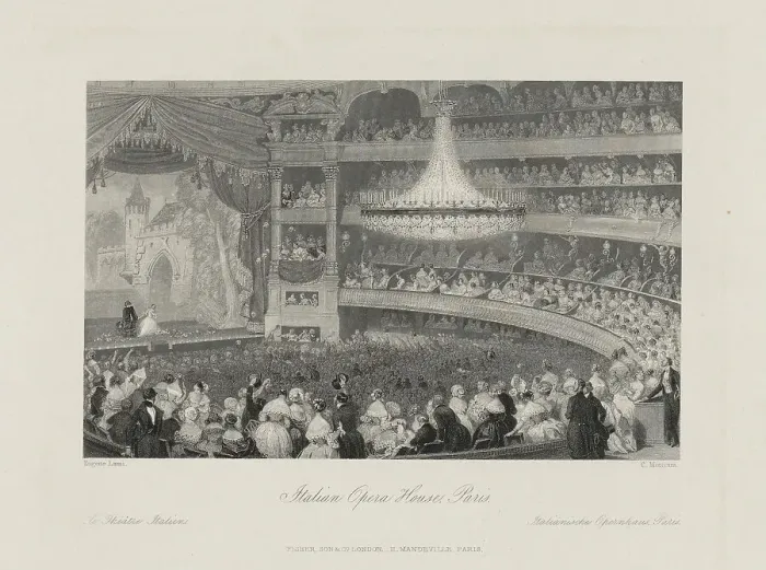 Framed Print : Italian Opera House, Paris. Creator: Mottram, Charles (1807-1876) Framed Print : Italian Opera House, Paris. Creator: Mottram, Charles (1807-1876)