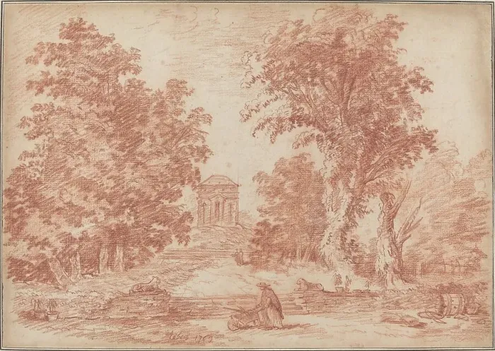 Framed Print : Italian Park with a Tempietto, 1763. Creator: Hubert Robert Framed Print : Italian Park with a Tempietto, 1763. Creator: Hubert Robert