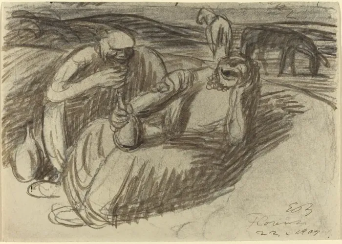 Framed Print : Italian Peasants with Wine Flasks, 1909. Creator: Ernst Barlach Framed Print : Italian Peasants with Wine Flasks, 1909. Creator: Ernst Barlach