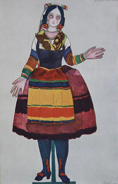 Italian puppet. Costume design for the ballet The Magic Toy Shop by G. Rossini, 1919. Artist: Bakst, Leon (1866-1924)