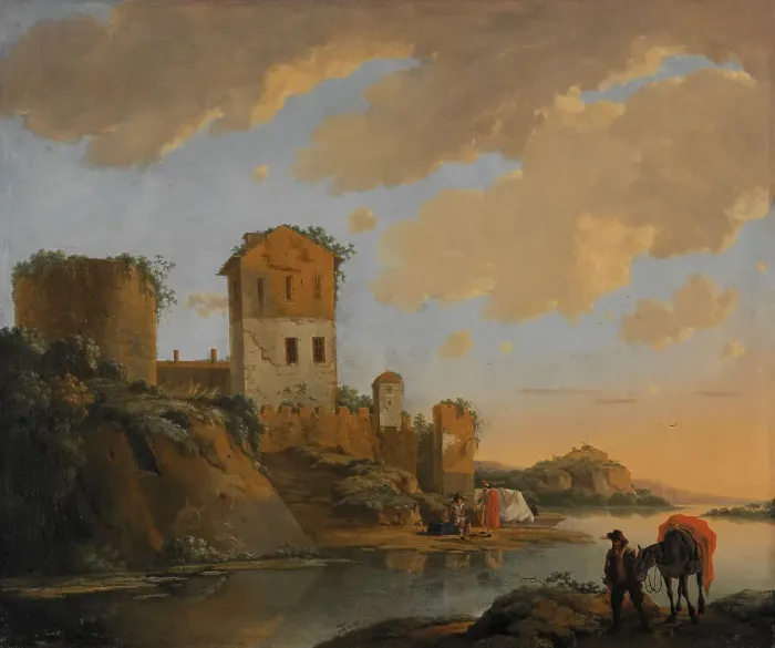Framed Print : Italian River Landscape with Ruins, 1652. Creator: Horatius de Hooch Framed Print : Italian River Landscape with Ruins, 1652. Creator: Horatius de Hooch