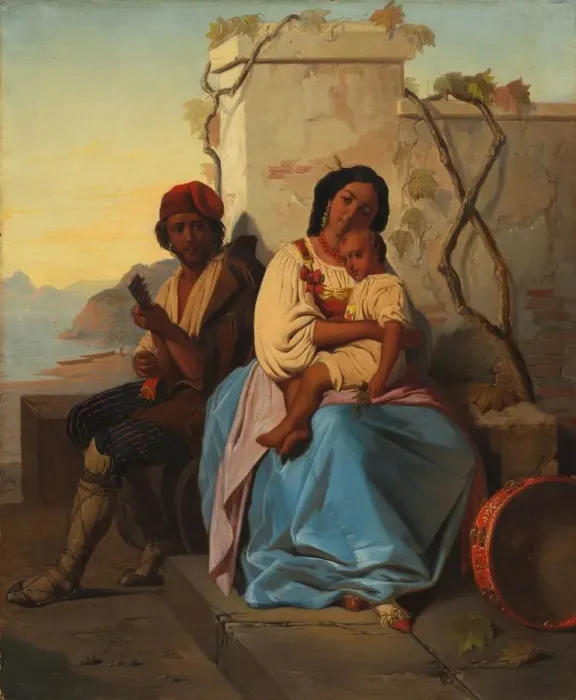 Framed Print : Italian Scene, not dated. Creator: Leopold Robert (Swiss, 1794-1835), imitator of Framed Print : Italian Scene, not dated. Creator: Leopold Robert (Swiss, 1794-1835), imitator of