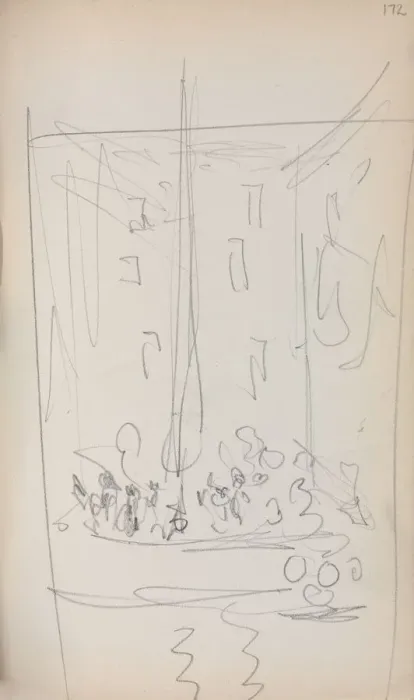 Framed Print : Italian Sketchbook: Boat with Figures (page 172), 1898-1899. Creator: Maurice Prendergast Framed Print : Italian Sketchbook: Boat with Figures (page 172), 1898-1899. Creator: Maurice Prendergast