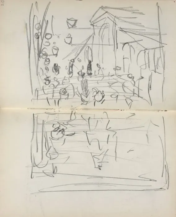 Framed Print : Italian Sketchbook: Bridge with Figures (page 209 & 210), 1898-1899 Framed Print : Italian Sketchbook: Bridge with Figures (page 209 & 210), 1898-1899