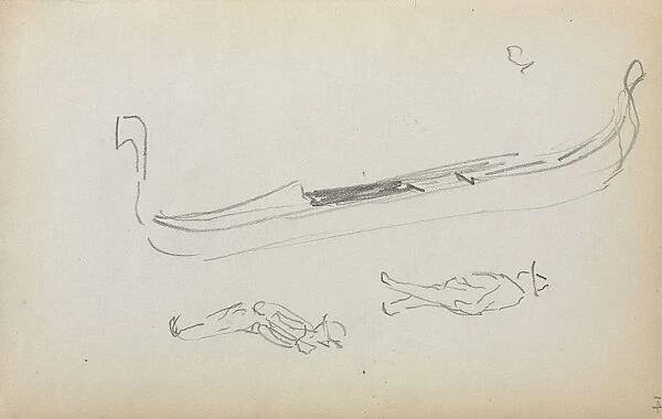 Italian Sketchbook: Gondola and Two Gondoliers (page 14), 1898-1899. Creator: Maurice Prendergast
