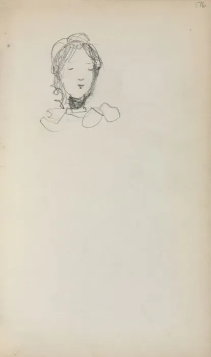 Framed Print : Italian Sketchbook: Head of a Girl (page 176), 1898-1899. Creator: Maurice Prendergast (American Framed Print : Italian Sketchbook: Head of a Girl (page 176), 1898-1899. Creator: Maurice Prendergast (American