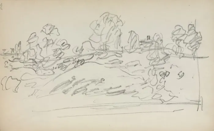 Framed Print : Italian Sketchbook: Landscape (page 202), 1898-1899. Creator: Maurice Prendergast (American Framed Print : Italian Sketchbook: Landscape (page 202), 1898-1899. Creator: Maurice Prendergast (American