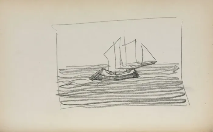 Framed Print : Italian Sketchbook: Sailboat (page 75), 1898-1899. Creator: Maurice Prendergast (American Framed Print : Italian Sketchbook: Sailboat (page 75), 1898-1899. Creator: Maurice Prendergast (American